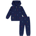 Baby Boys Navy Blue Logo Tracksuit, 1, hi-res