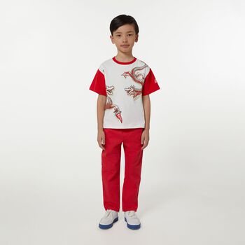 Boys Ivory & Red Dragons T-Shirt