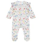 Baby Girls White Floral Babygrow, 1, hi-res