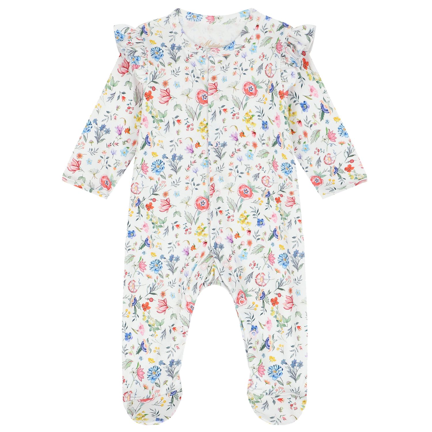 Baby Girls White Floral Babygrow, 1, hi-res image number null