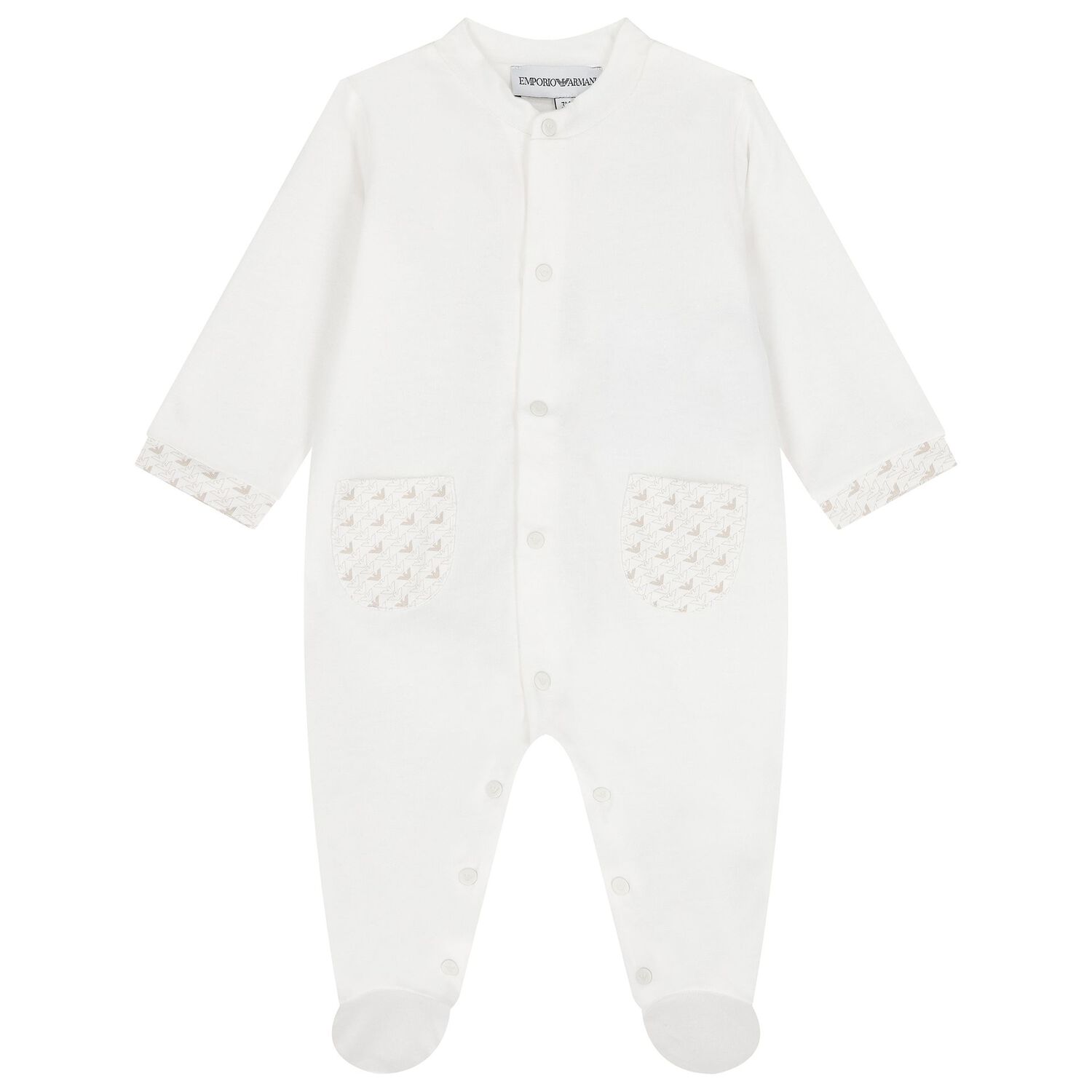 طقم ملابس أطفال بشعار باللونين الأبيض والبيج, 1, hi-res