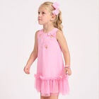 Girls Pink Embellished Tulle Dress, 2, hi-res