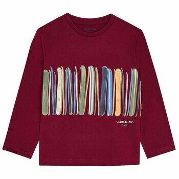 Boys Red Snowboards Long Sleeve Top