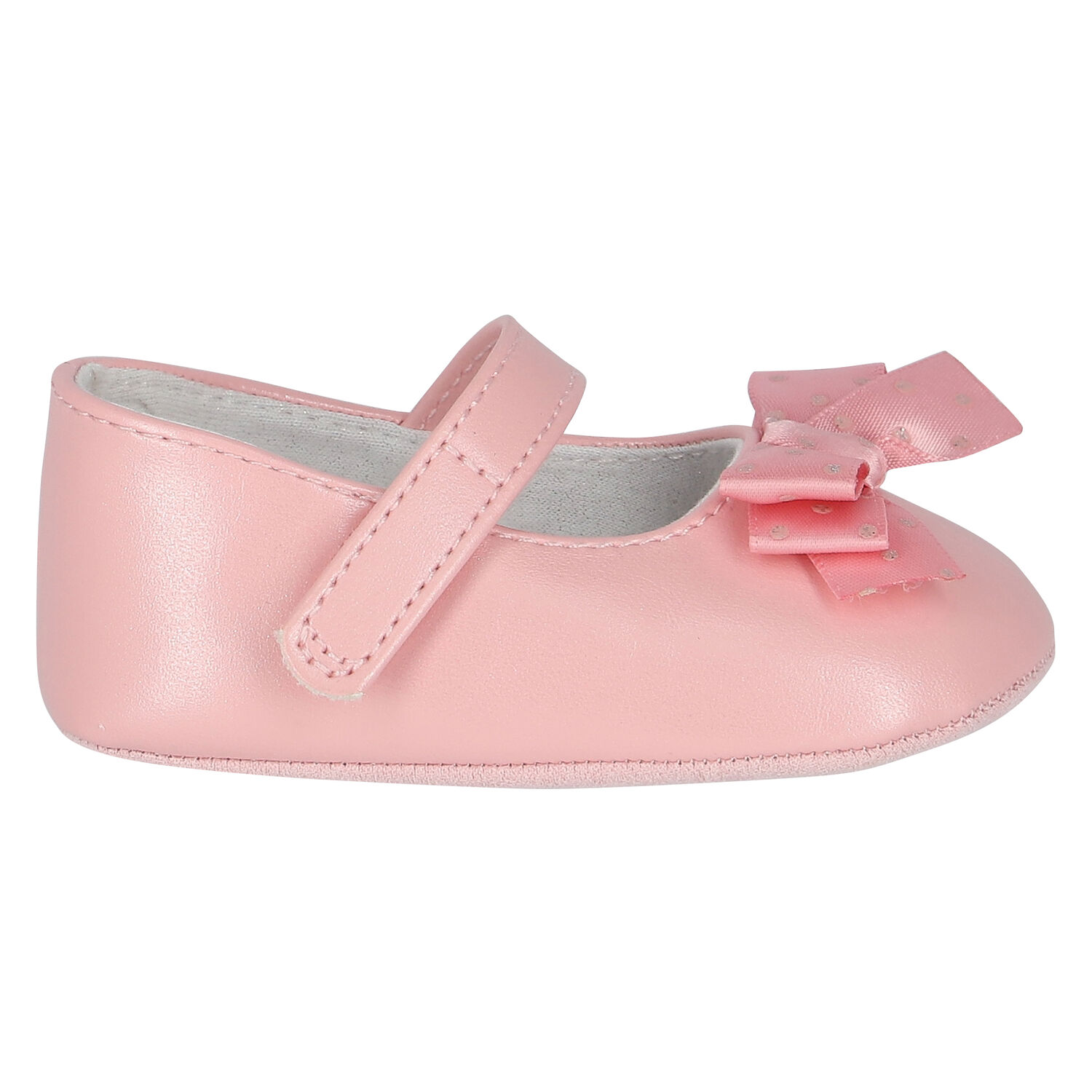 طقم حذاء قبل المشي بفيونكة باللون وردي للبنات, 1, hi-res