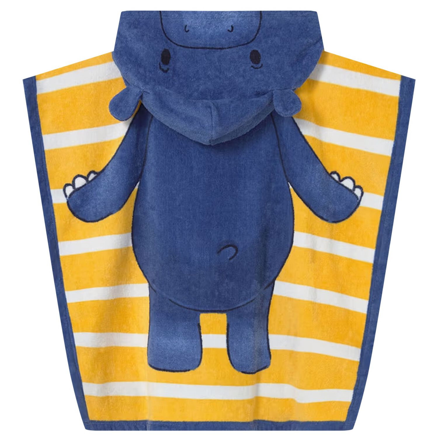 Baby Boys Navy Blue & Yellow Hippo Hooded Towel, 1, hi-res