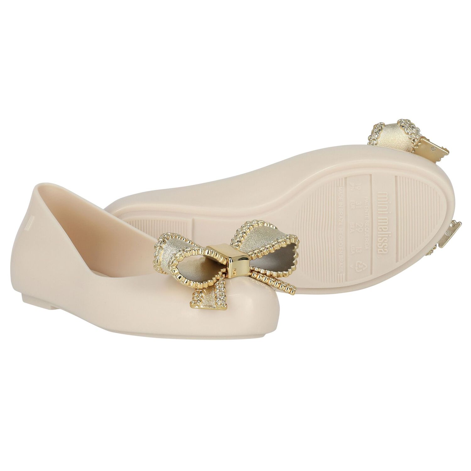 Girls Gold Bow Jelly Shoes, 1, hi-res image number null