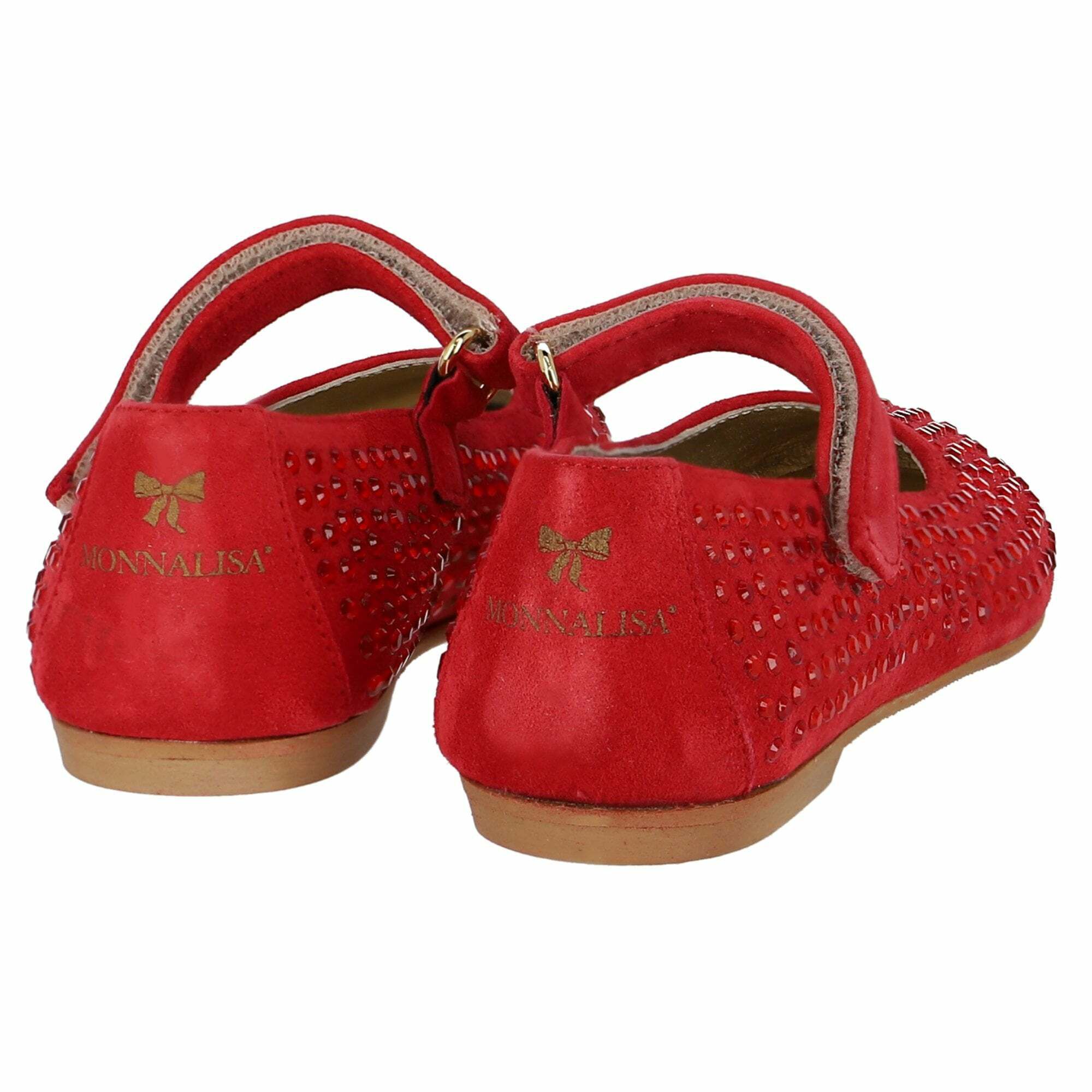 Monnalisa Girls Red Embellished Ballerina Shoes Junior Couture UAE