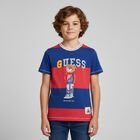 Boys Red & Blue Striped Teddy Bear T-Shirt, 1, hi-res