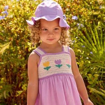 Younger Girls Lilac & Ivory Flower Dress
