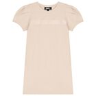 Girls Beige Logo Dress, 1, hi-res