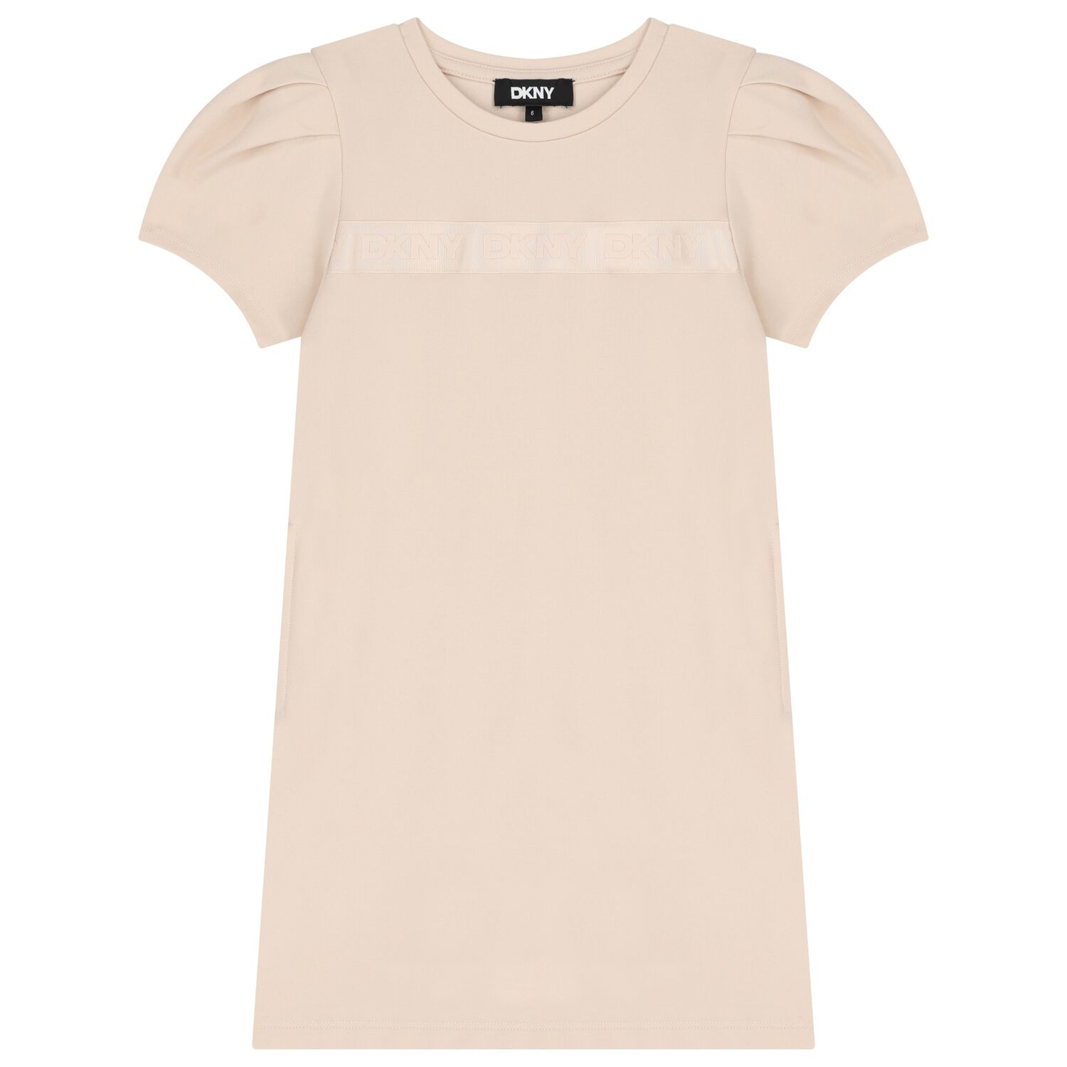 Girls Beige Logo Dress, 1, hi-res