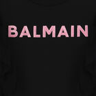 فستان بنات مكشكش بالشعار باللون الأسود, 1, hi-res