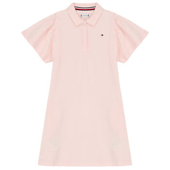 Girls Pink Logo Polo Dress