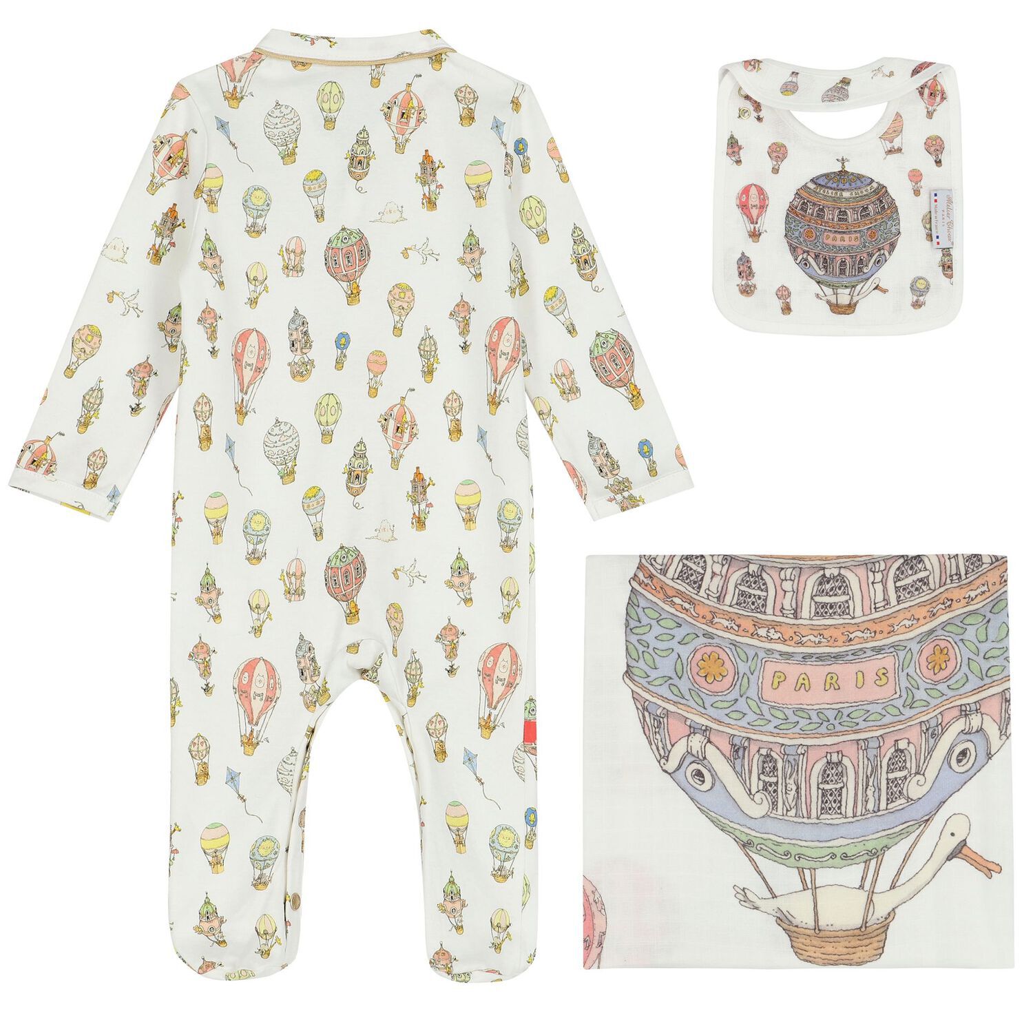 White Hot Air Balloons Babygrow Gift Set, 1, hi-res image number null