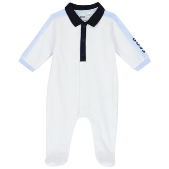 Baby Boys White Logo Polo Babygrow