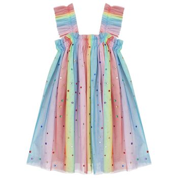 Girls Rainbow Embellished Tulle Dress