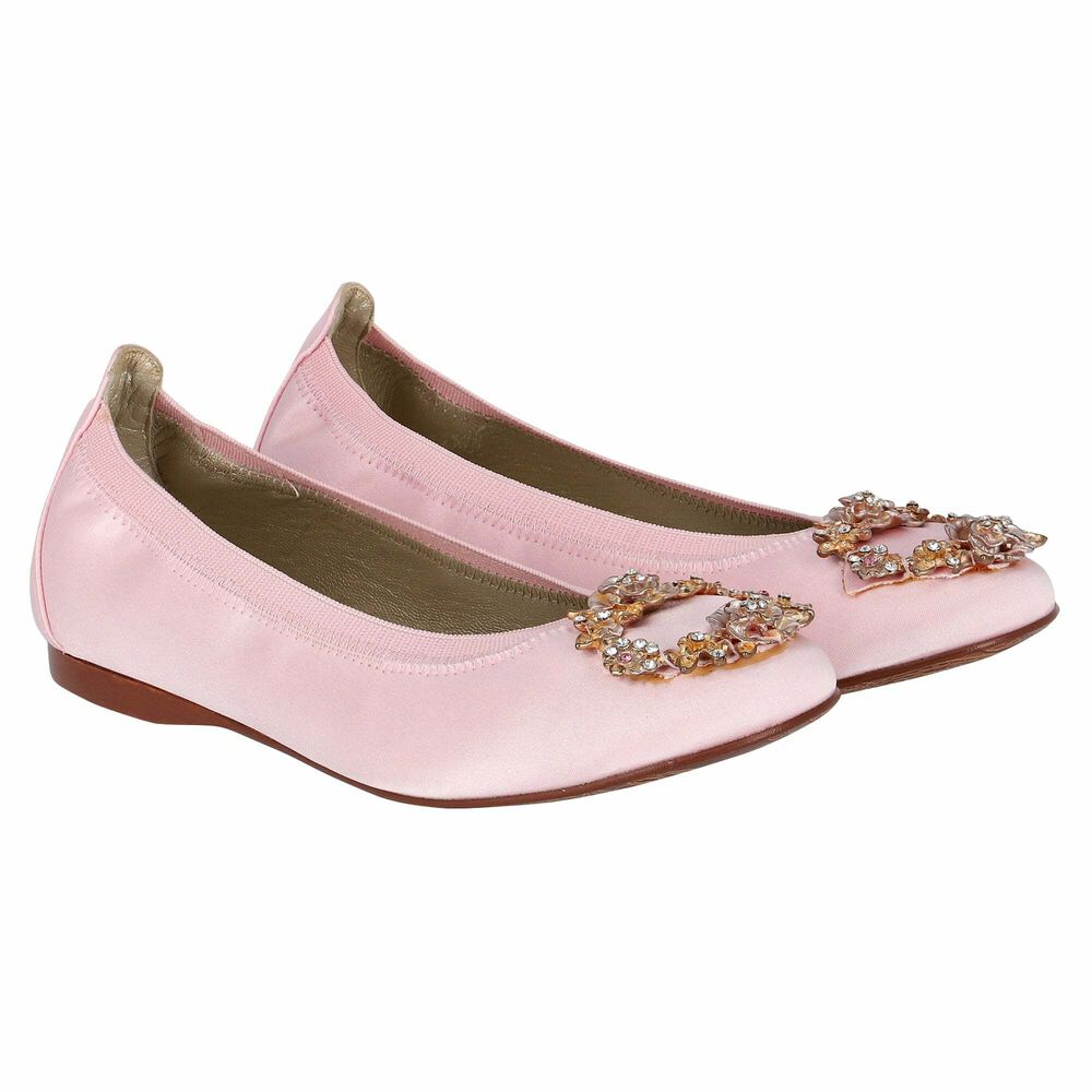David Charles Girls Pink Satin Shoes | Junior Couture UAE
