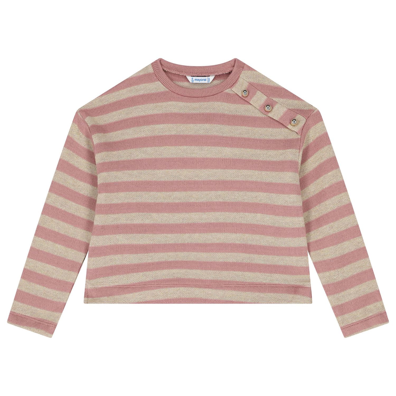 طقم فستان  بنات مخطط باللون الوردي والبيج , 1, hi-res