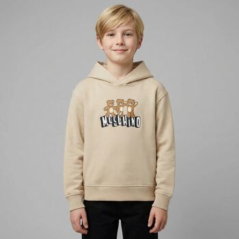 Beige Teddy Bear Logo Hooded Top