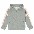 Girls Grey Zip Up Logo Top, 1, hi-res
