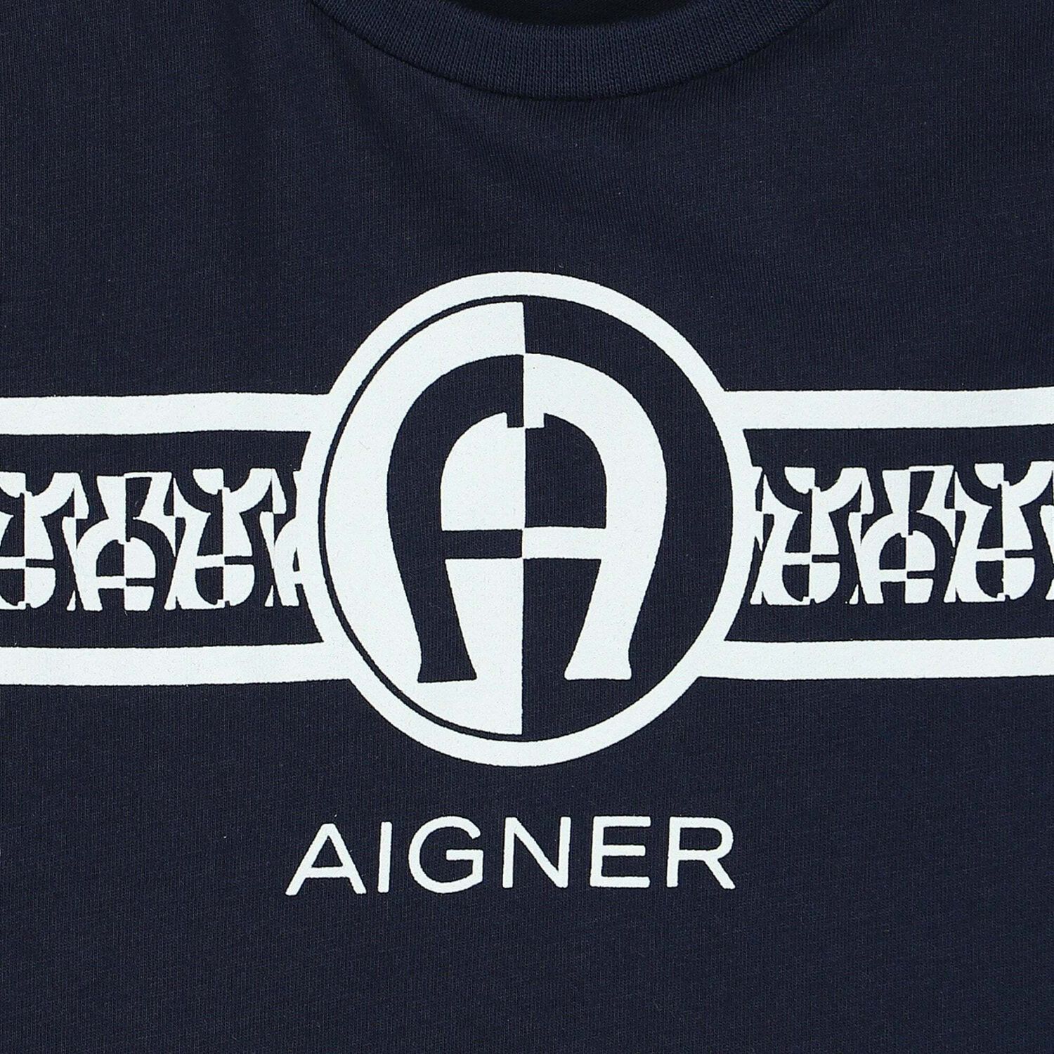 Younger Boys Navy Blue Logo Top, 1, hi-res