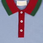 Younger Boys Blue Web Stripe Polo Shirt, 1, hi-res