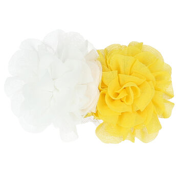 Girls White & Yellow Flower Hair Clip