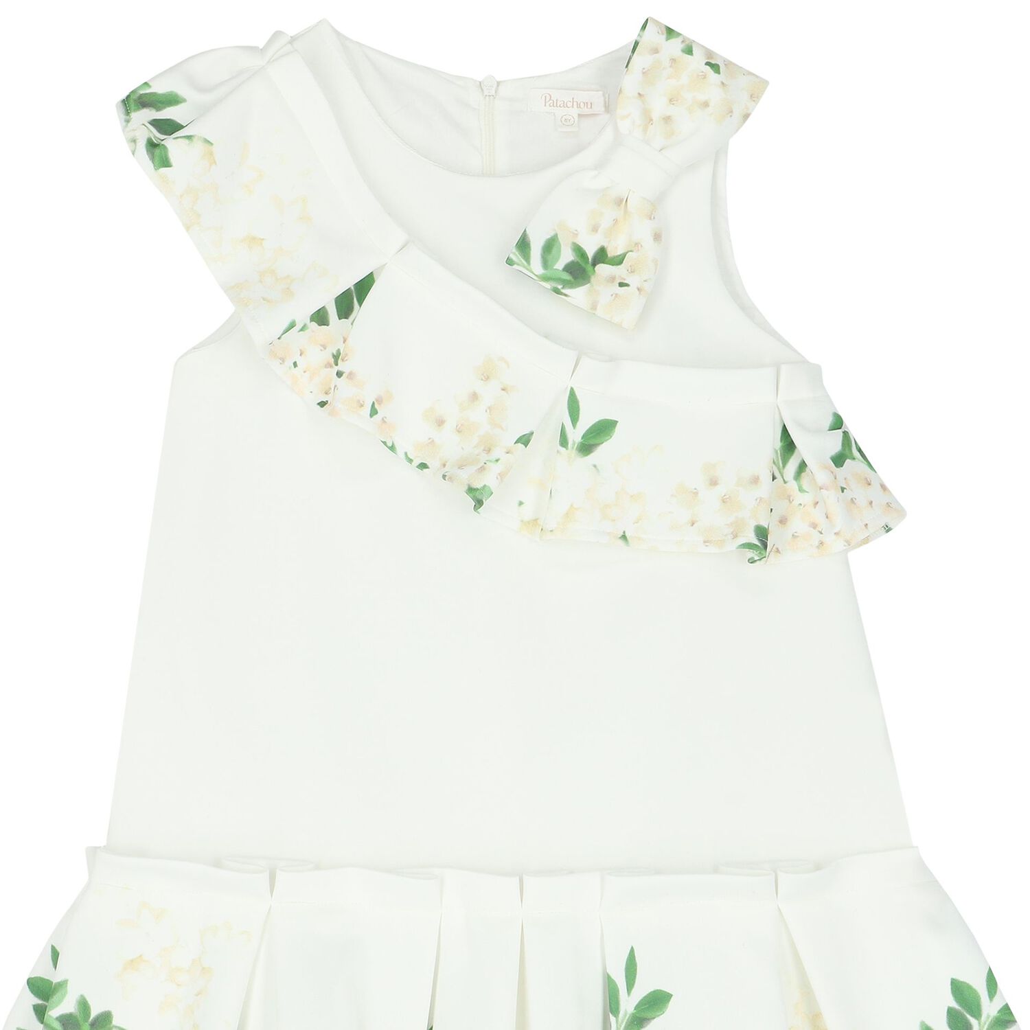 Girls Ivory & Green Floral Dress, 1, hi-res image number null