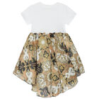 فستان بالشعار باللون الأبيض والبيج, 1, hi-res