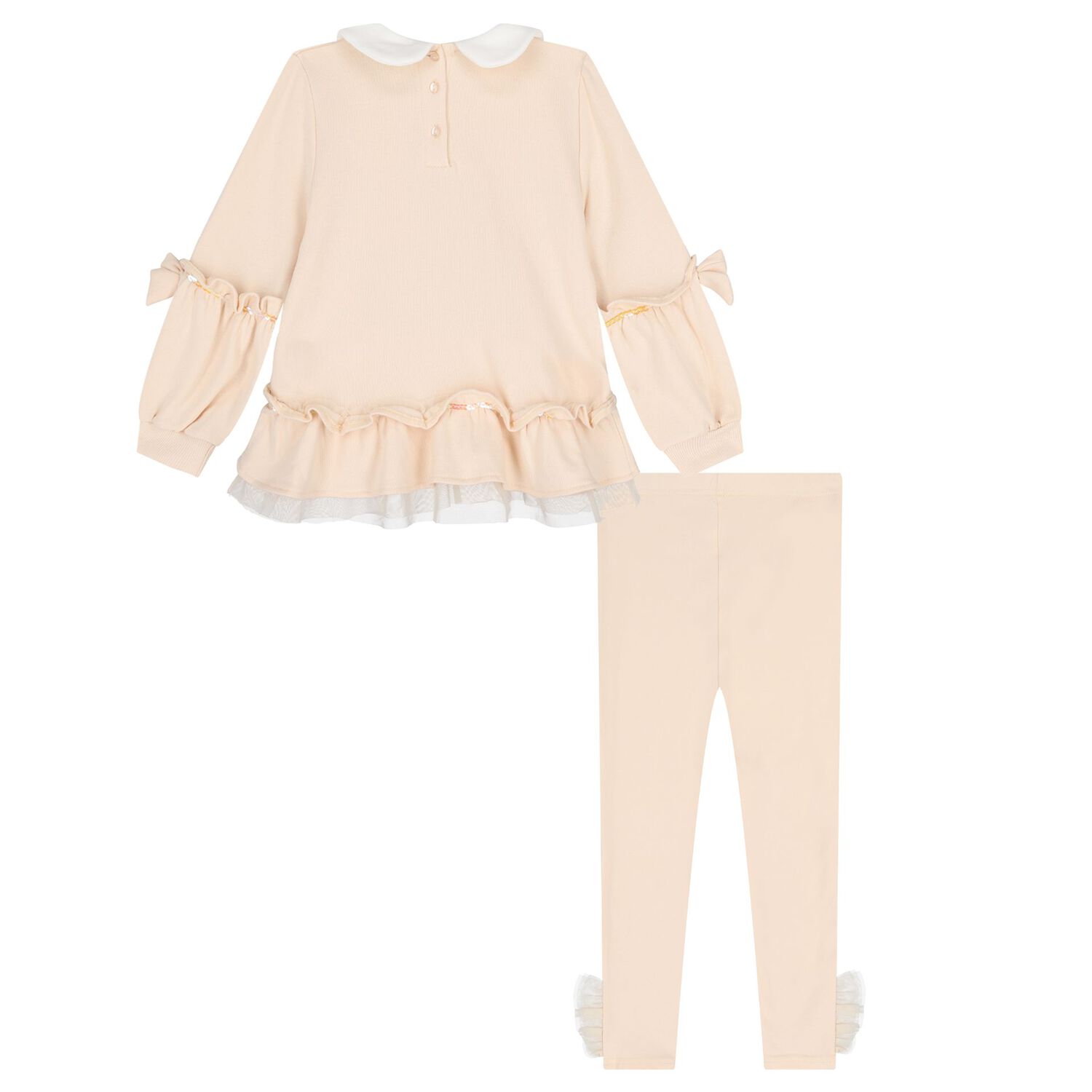 Girls Beige Fairy Tale Castle Leggings Set, 1, hi-res