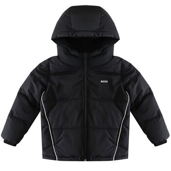 Boys Black Logo Puffer Jacket