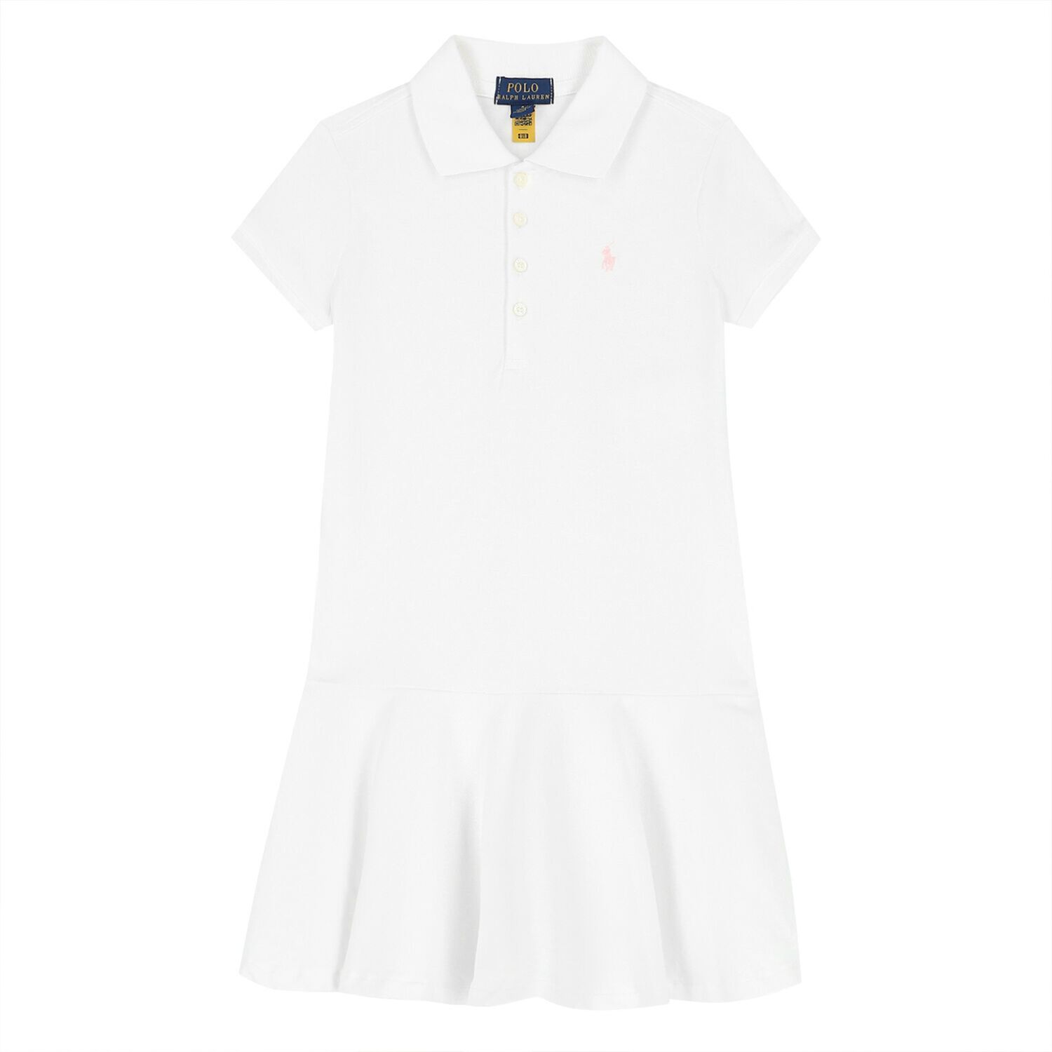 Girls White Logo Polo Dress, 2, hi-res
