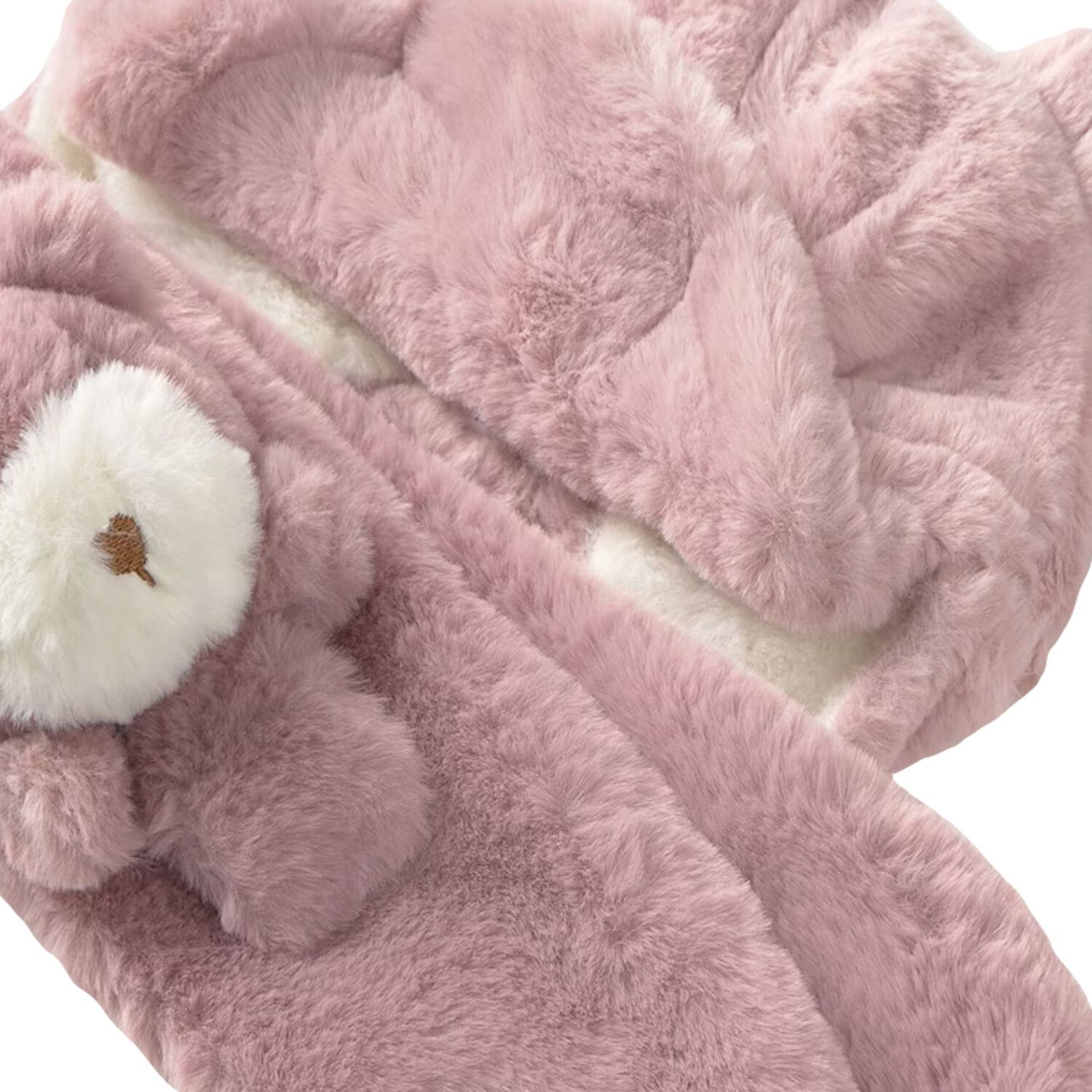 Younger Girls Pink Faux Fur Bear Hat & Scarf Set , 1, hi-res image number null