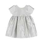 Baby Girls Silver Rose Satin Dress, 1, hi-res