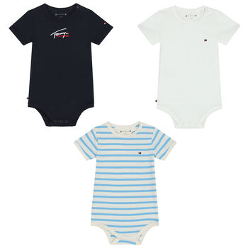 Baby Boys Multi-Colored Logo Bodysuits (3-Pack)