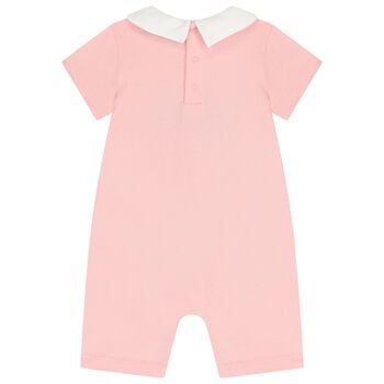 Baby Girls Pink Teddy Bear Logo Romper