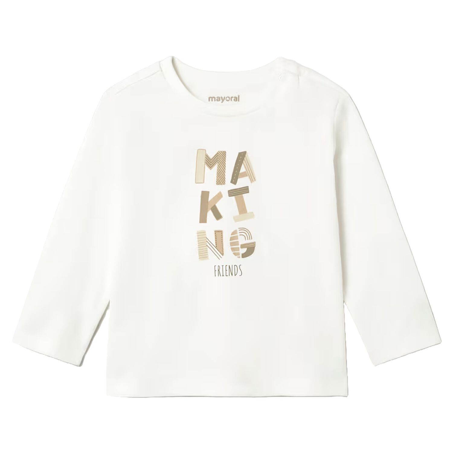 Younger Boys White Slogan Long Sleeve Top, 1, hi-res
