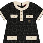 فستان بنات بالشعار باللون الأسود و العاجى, 2, hi-res