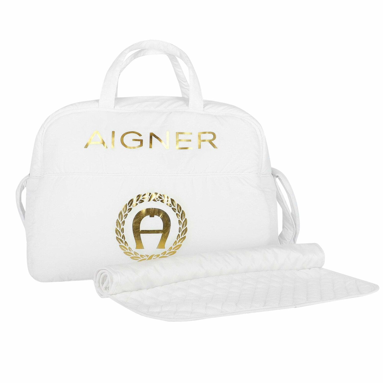 White & Gold Baby Changing Bag, 1, hi-res