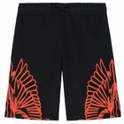 Boys Black Printed Shorts, 1, hi-res