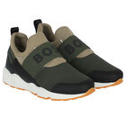 حذاء رياضي بالشعار باللون الأخضر للأولاد, 3, hi-res