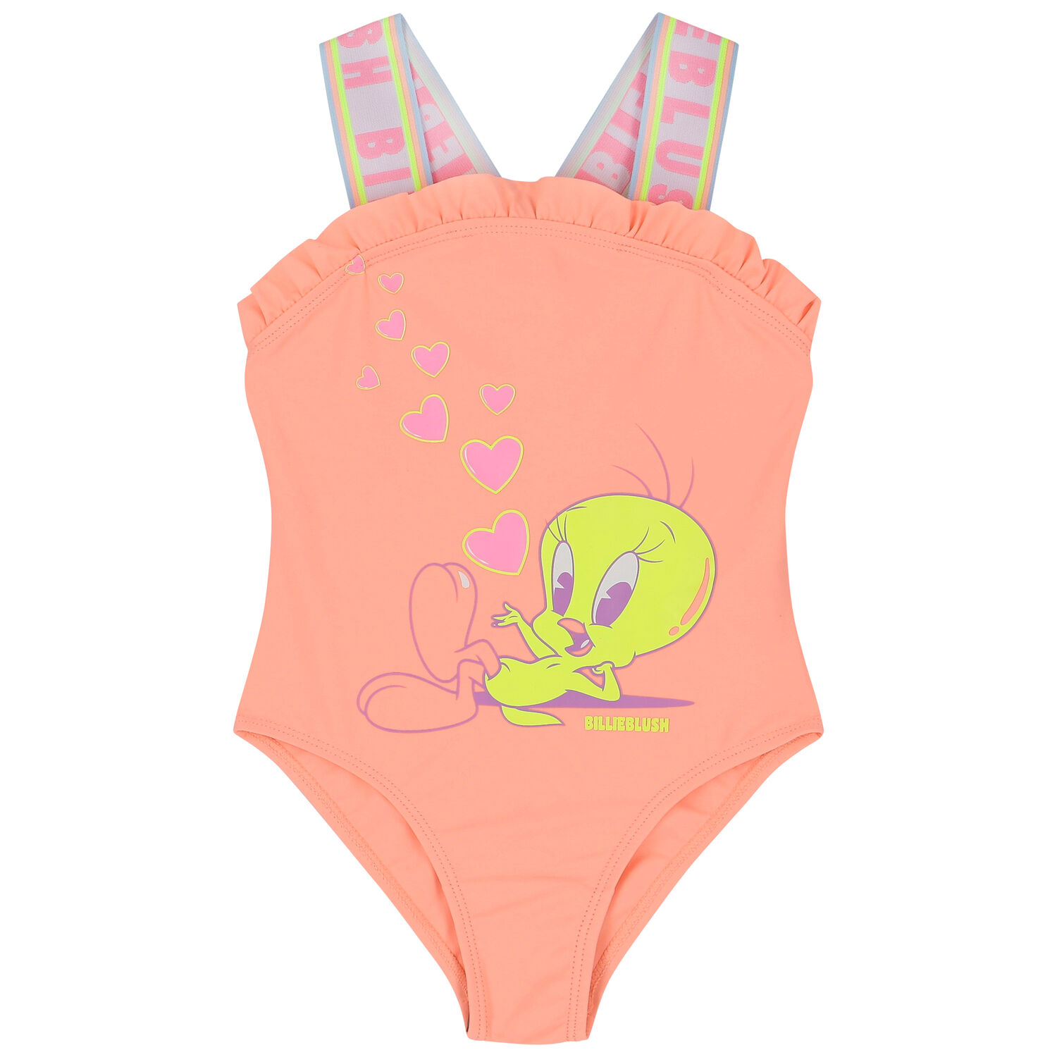 Girls Coral Tweety Bird Swimsuit, 1, hi-res