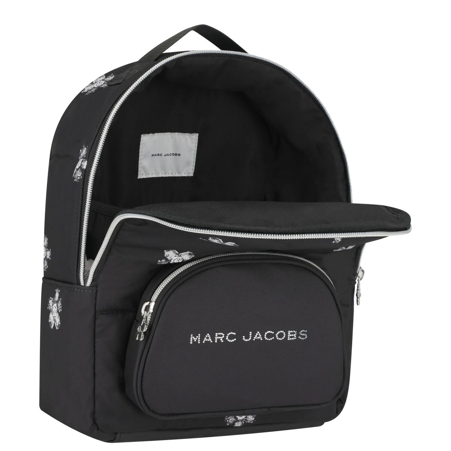 Girls Black Logo Backpack, 1, hi-res