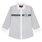 Boys White Logo Shirt, 1, hi-res