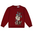 Baby Girls Red Reindeer Jumper, 1, hi-res