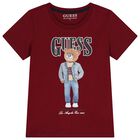 Boys Red Teddy Bear Logo T-Shirt, 3, hi-res