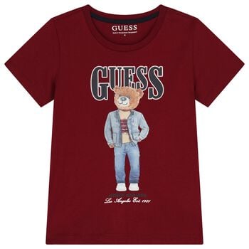 Boys Red Teddy Bear Logo T-Shirt