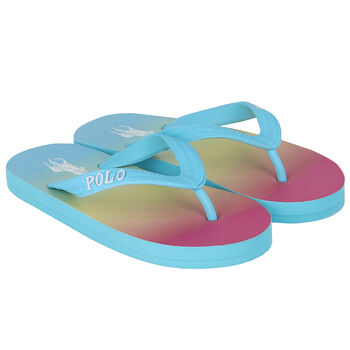 Girls Multi-Colored Logo Flip Flops