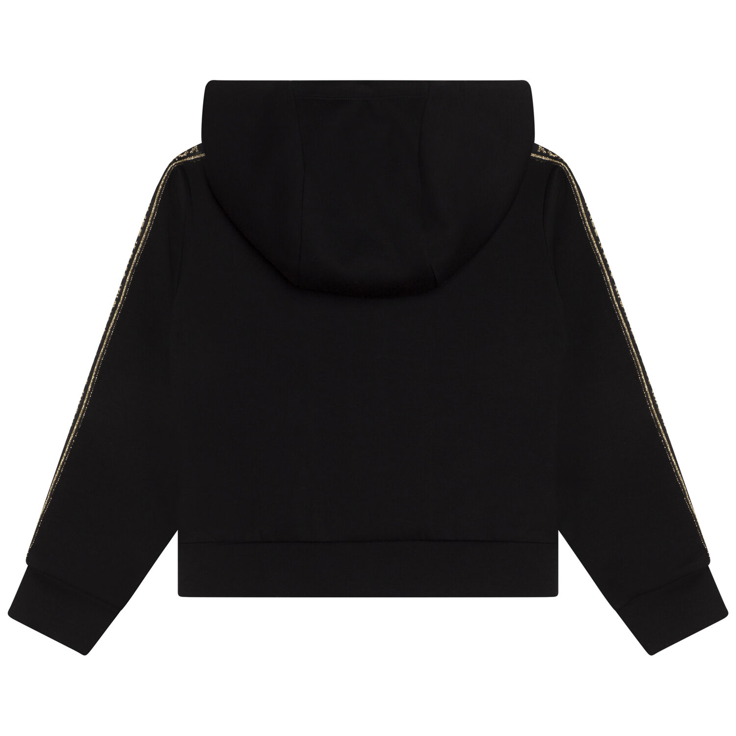 Girls Black Logo Zip Up Top, 1, hi-res