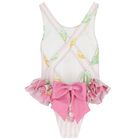 مايوه بنات مخطط بطبعة دونات باللون الأبيض والوردى, 1, hi-res